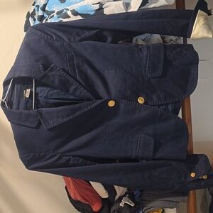 J. CREW Classic Cotton Navy Blue Blazer Size 8